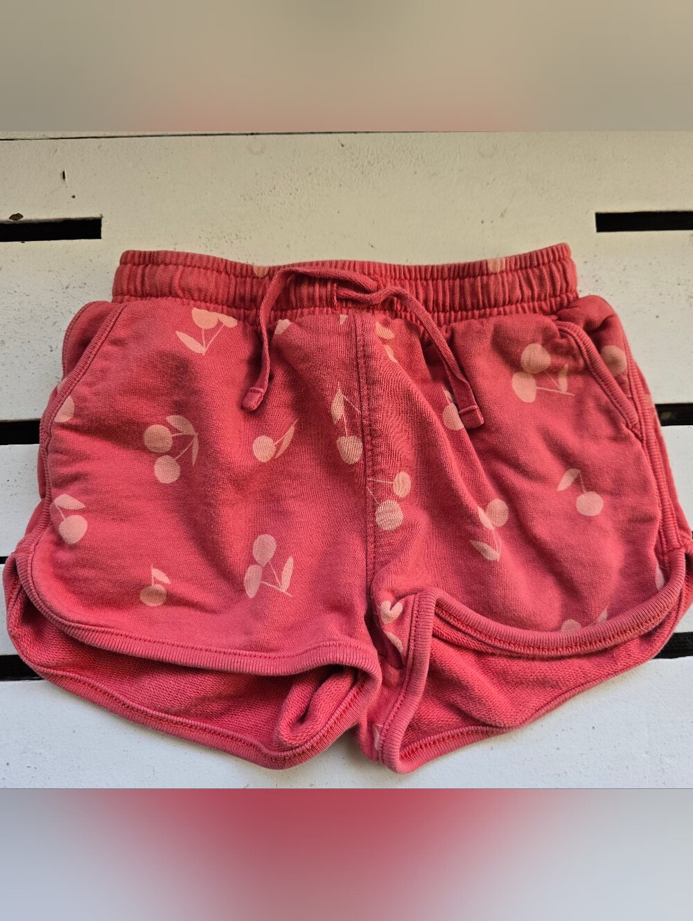Tea Collection Pink Cherry-Print Drawstring Girls' Shorts